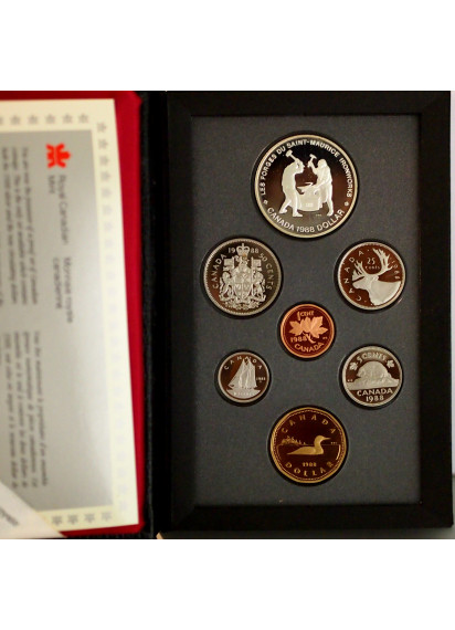 CANADA serie di zecca completa anno 1988 fondo specchio con moneta in argento